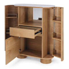 Akita Natural Oak Bar Cabinet (Marble Top)