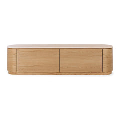 Akita Natural Oak Entertainment Unit (Travertine Top)