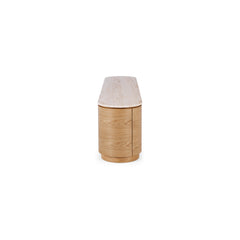 Akita Natural Oak Entertainment Unit (Travertine Top)