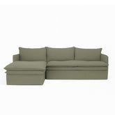 Hamilton 3 Seater Chaise Slipcover Sofa - Khaki (LHF)