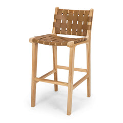 Indo High-back Bar Stool - Saddle Brown