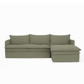 Hamilton 3 Seater Chaise Slipcover Sofa - Khaki (RHF)