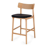 Niles High-back Bar Stool - Natural Oak / Black PU