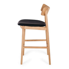 Niles High-back Bar Stool - Natural Oak / Black PU