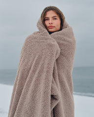 Faux Fur Throw Blanket - Warm Grey