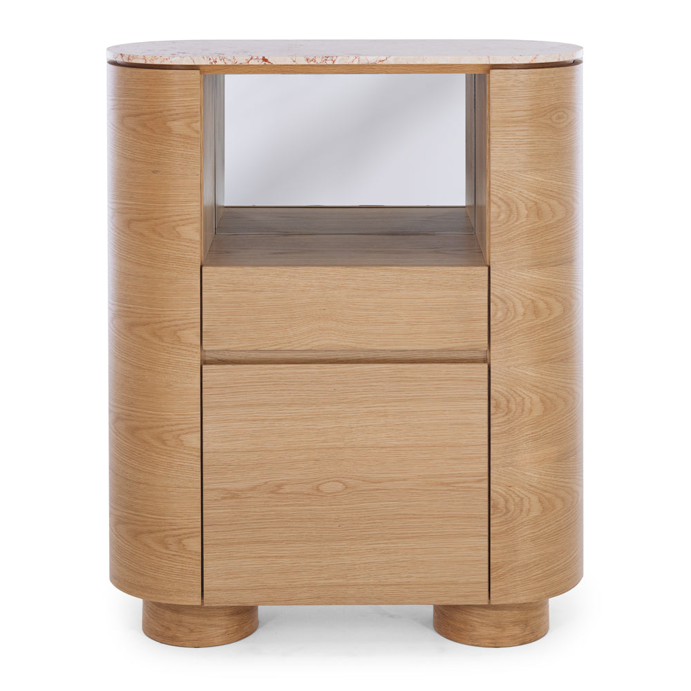 Akita Natural Oak Bar Cabinet  (Turkish Rose Top)