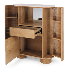 Akita Natural Oak Bar Cabinet  (Turkish Rose Top)