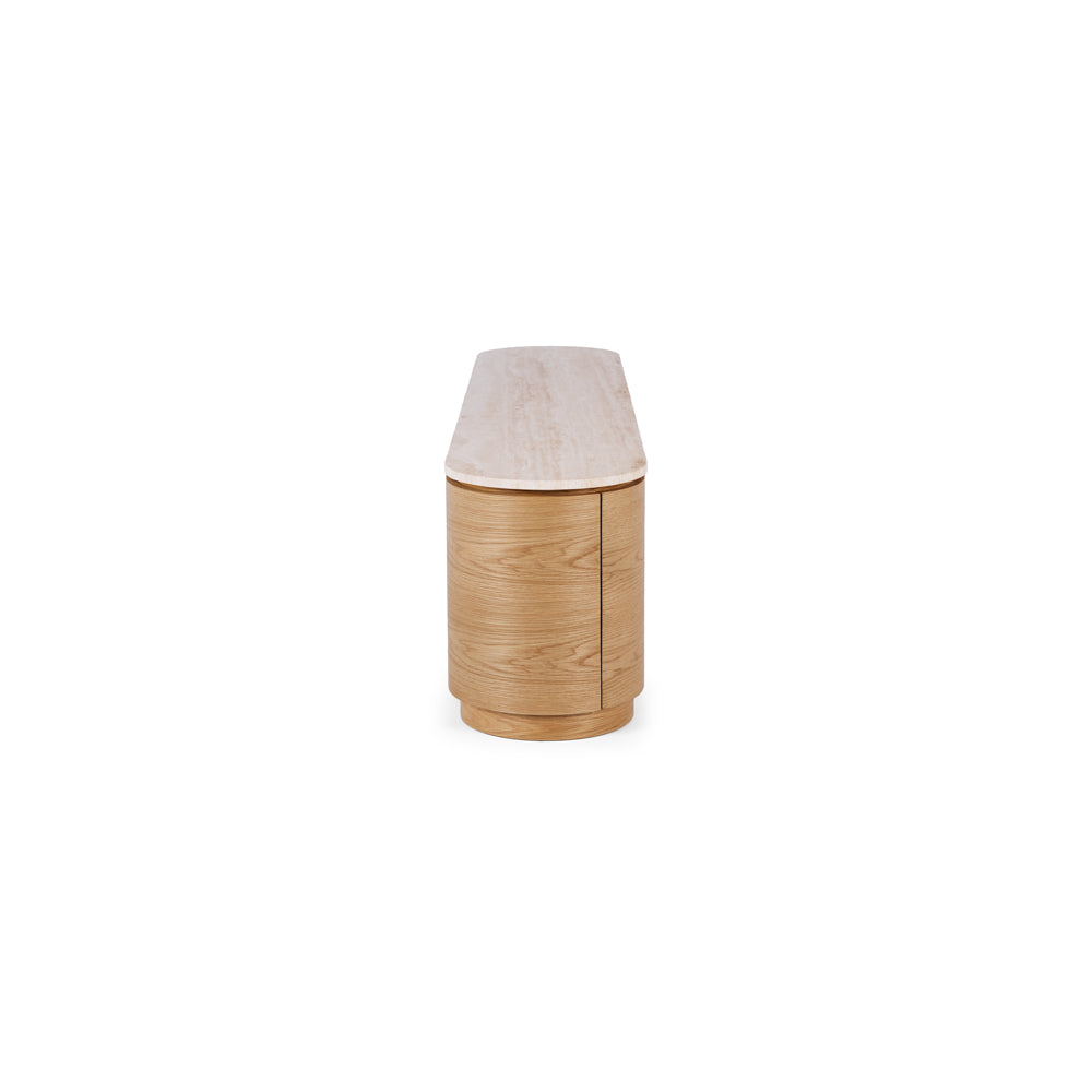 Akita Natural Oak Entertainment Unit (Travertine Top)