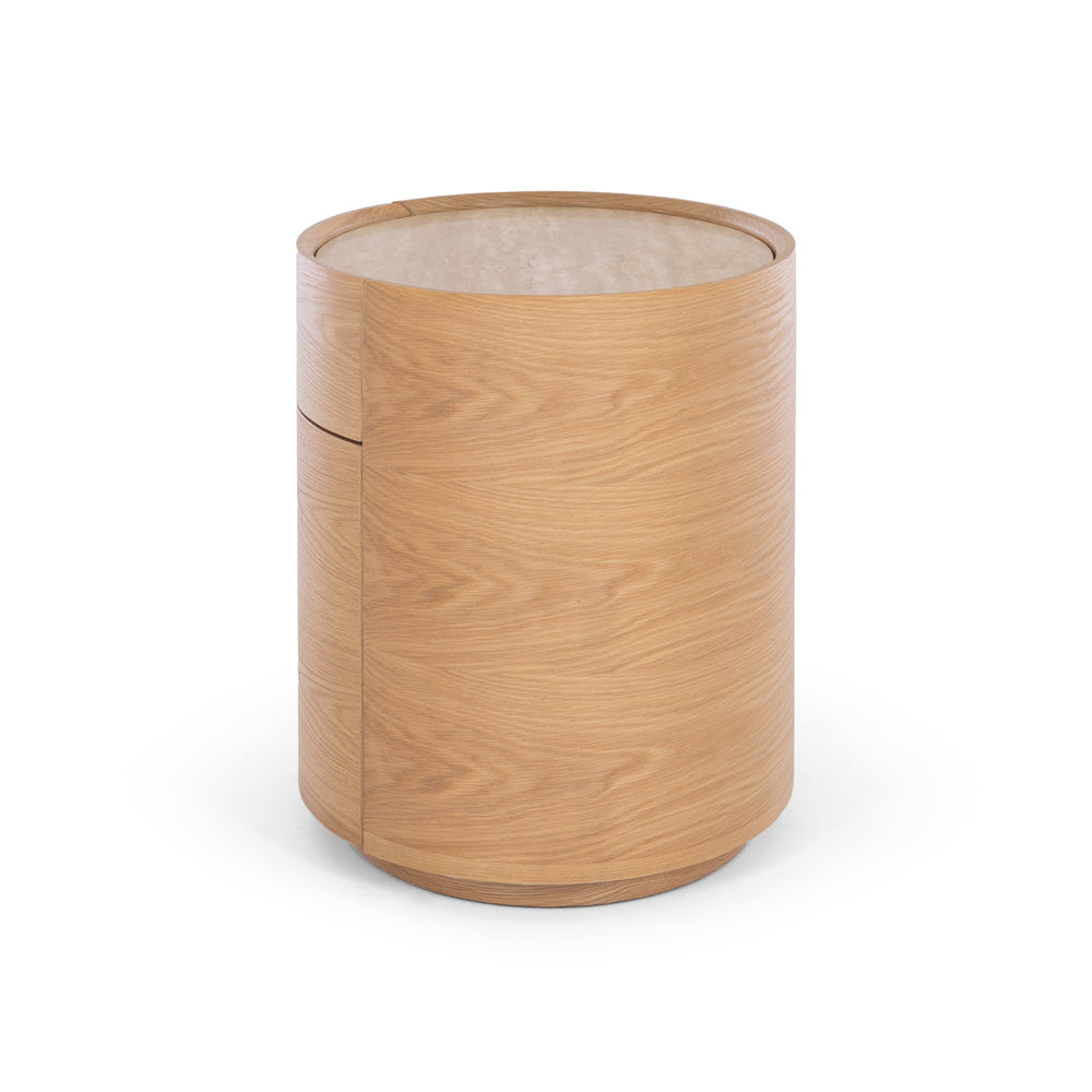 Muse Natural Oak Bedside Travertine Top