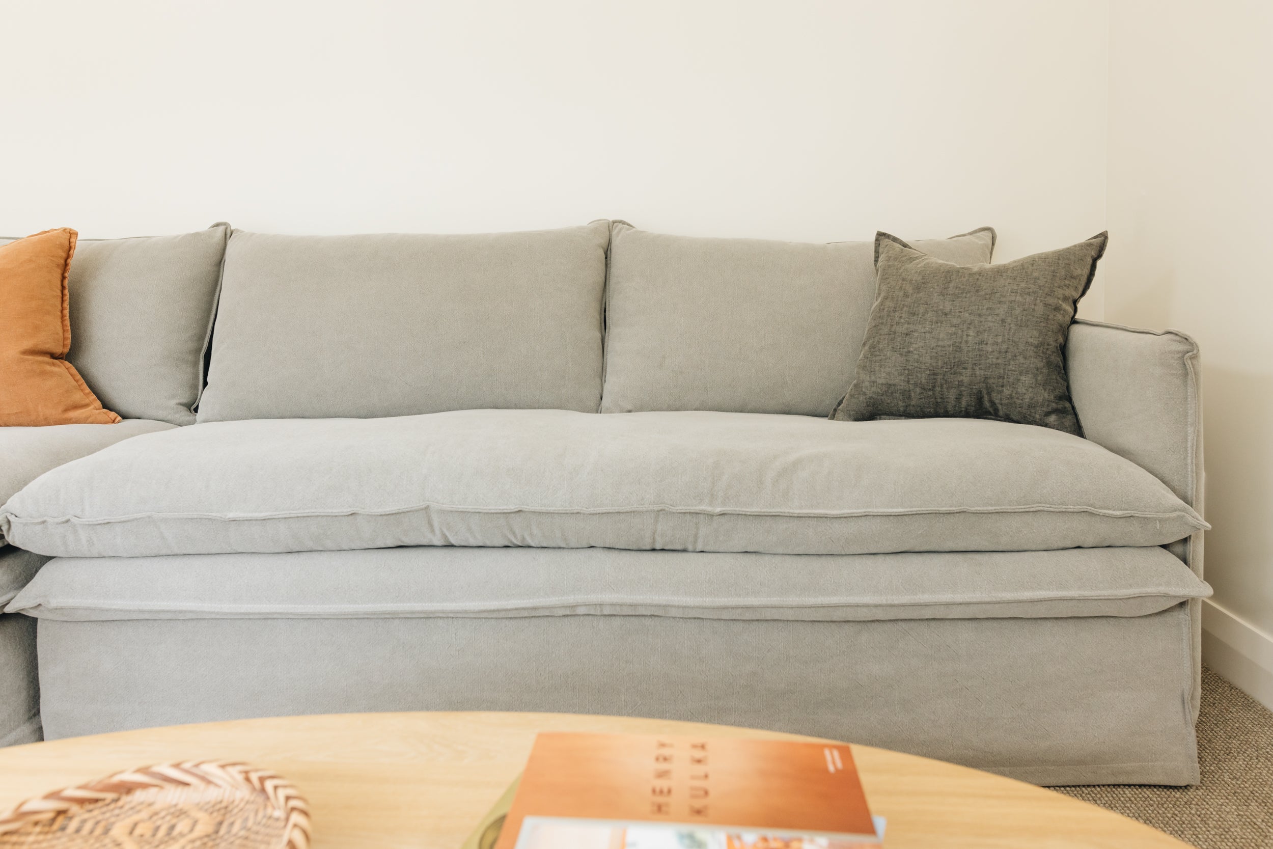 Hamilton 3 Seater Chaise Slipcover Sofa - Cement (LHF)