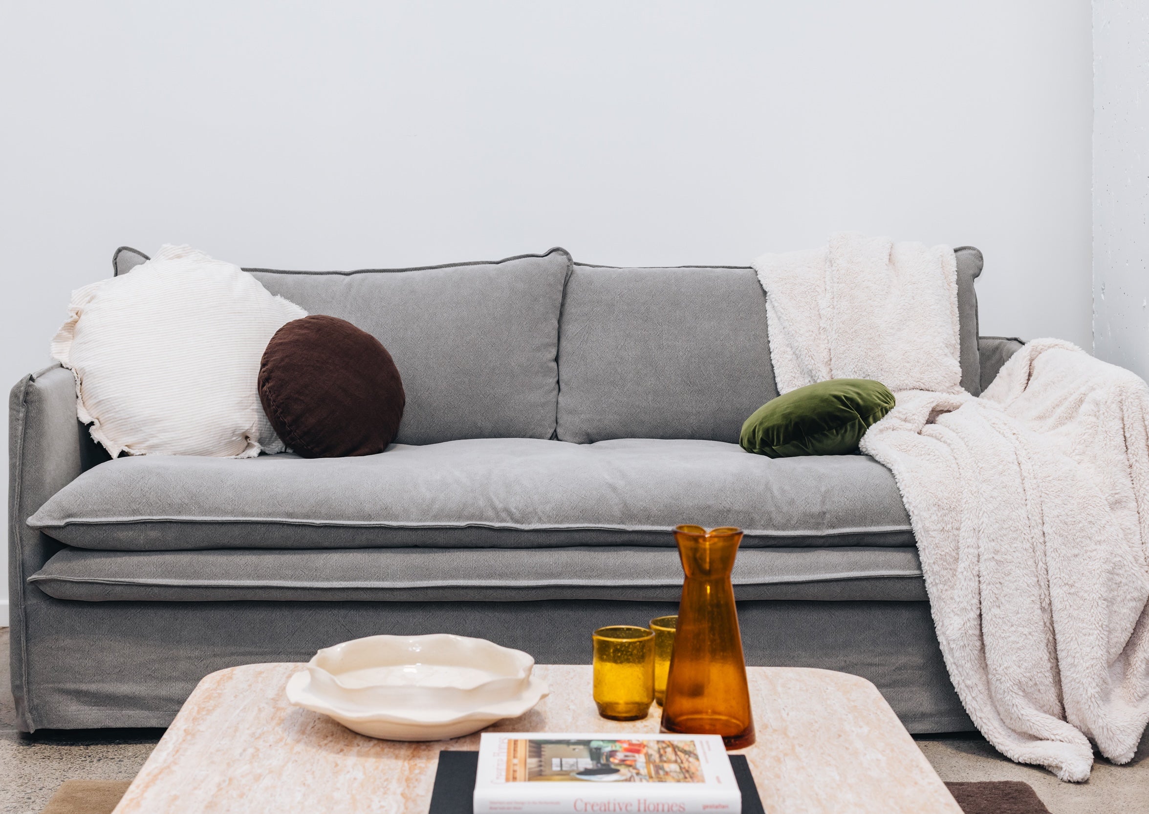 Hamilton Slipcover 3 Seater Sofa - Cement