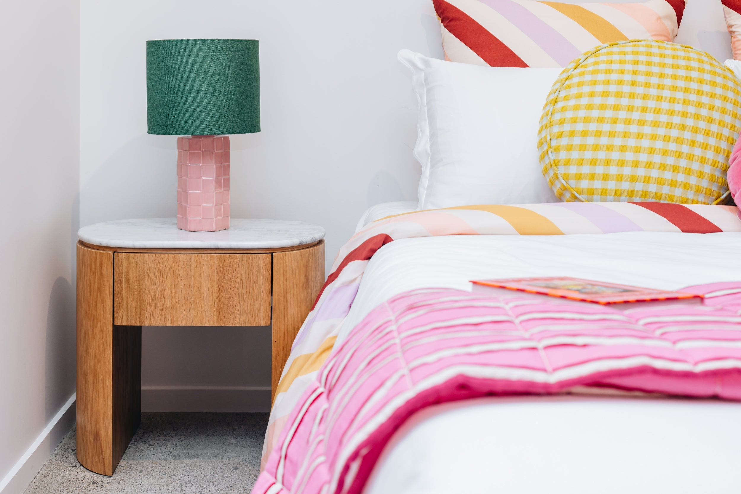 Clover 1 Drawer Bedside - Marble Top