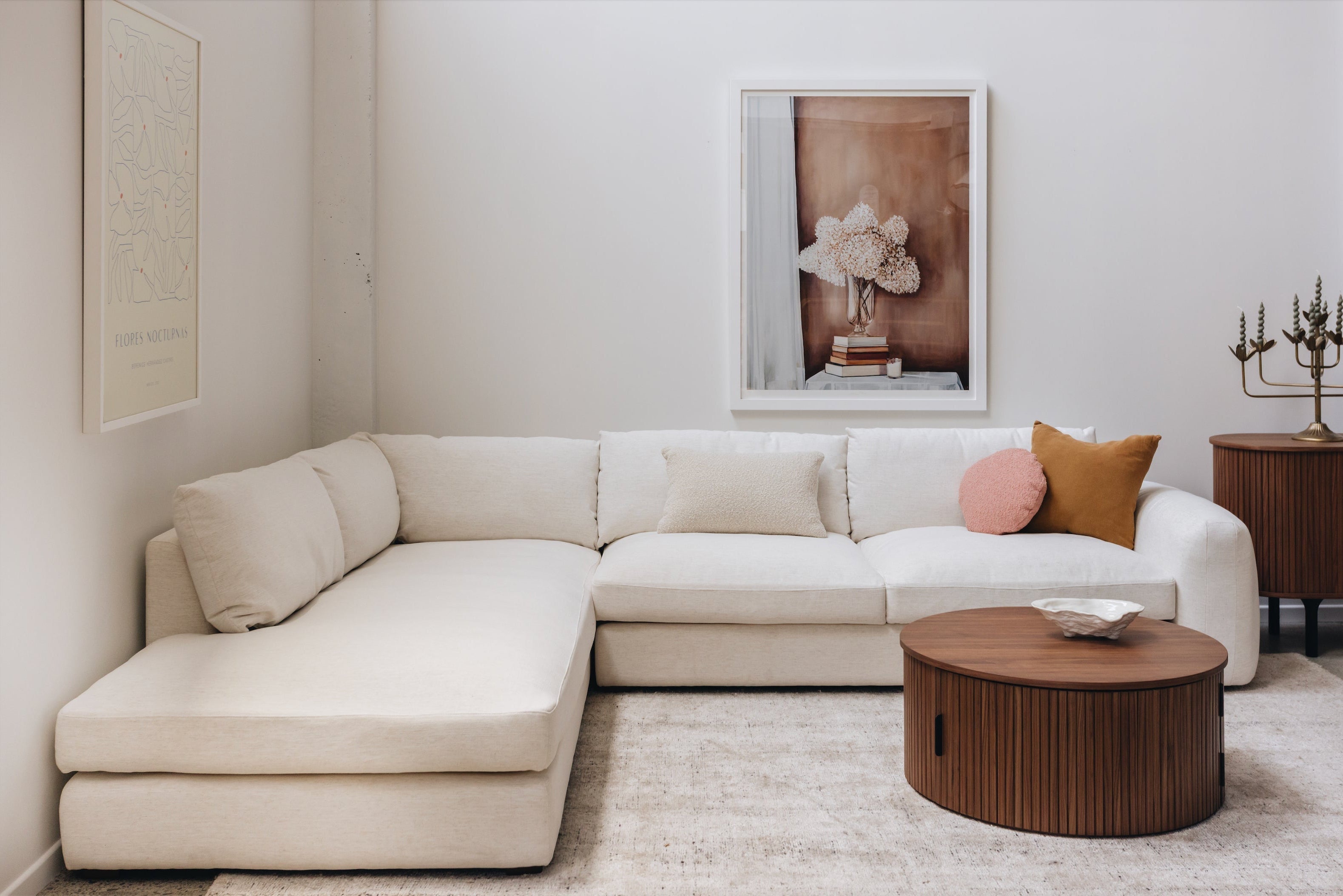 Juno Corner Open-End Sofa - Speckled White LHF
