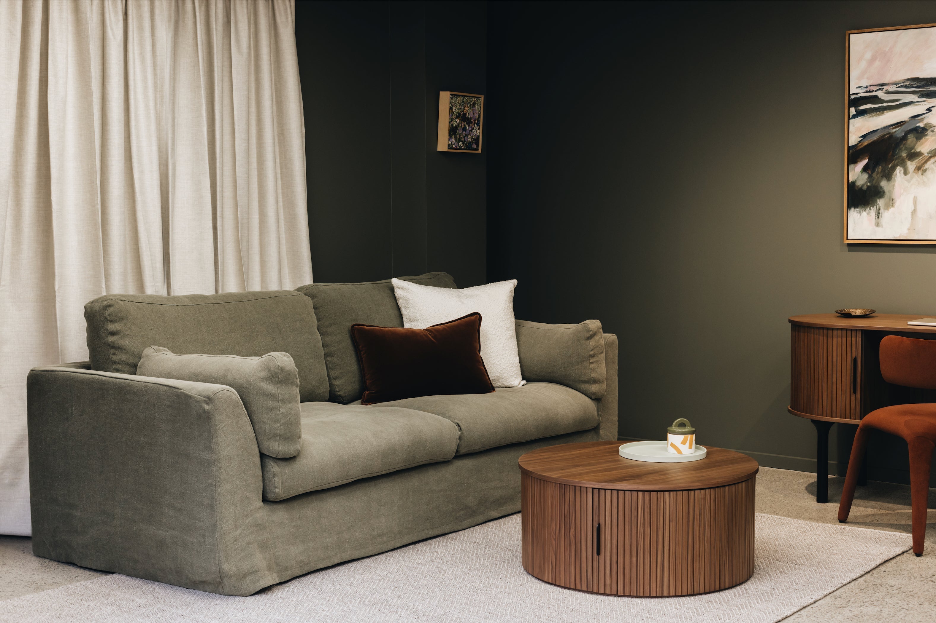 Carson Slipcover 3 Seater Sofa - Khaki