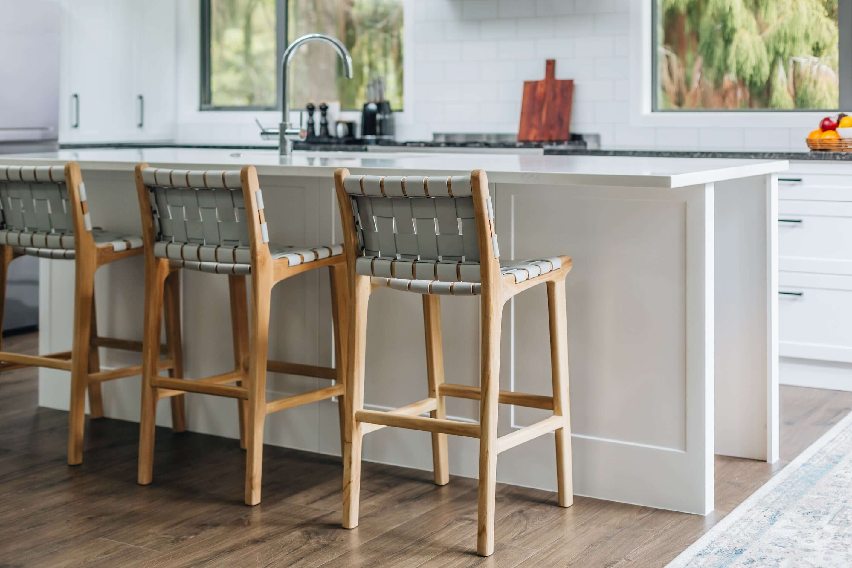 Indo High-back Bar Stool - Duck Egg Grey