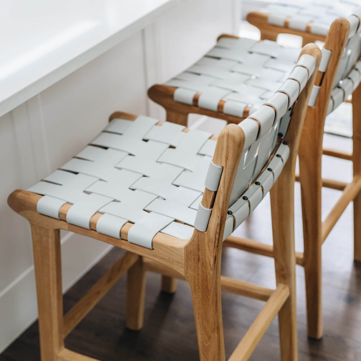 Indo High-back Bar Stool - Duck Egg Grey