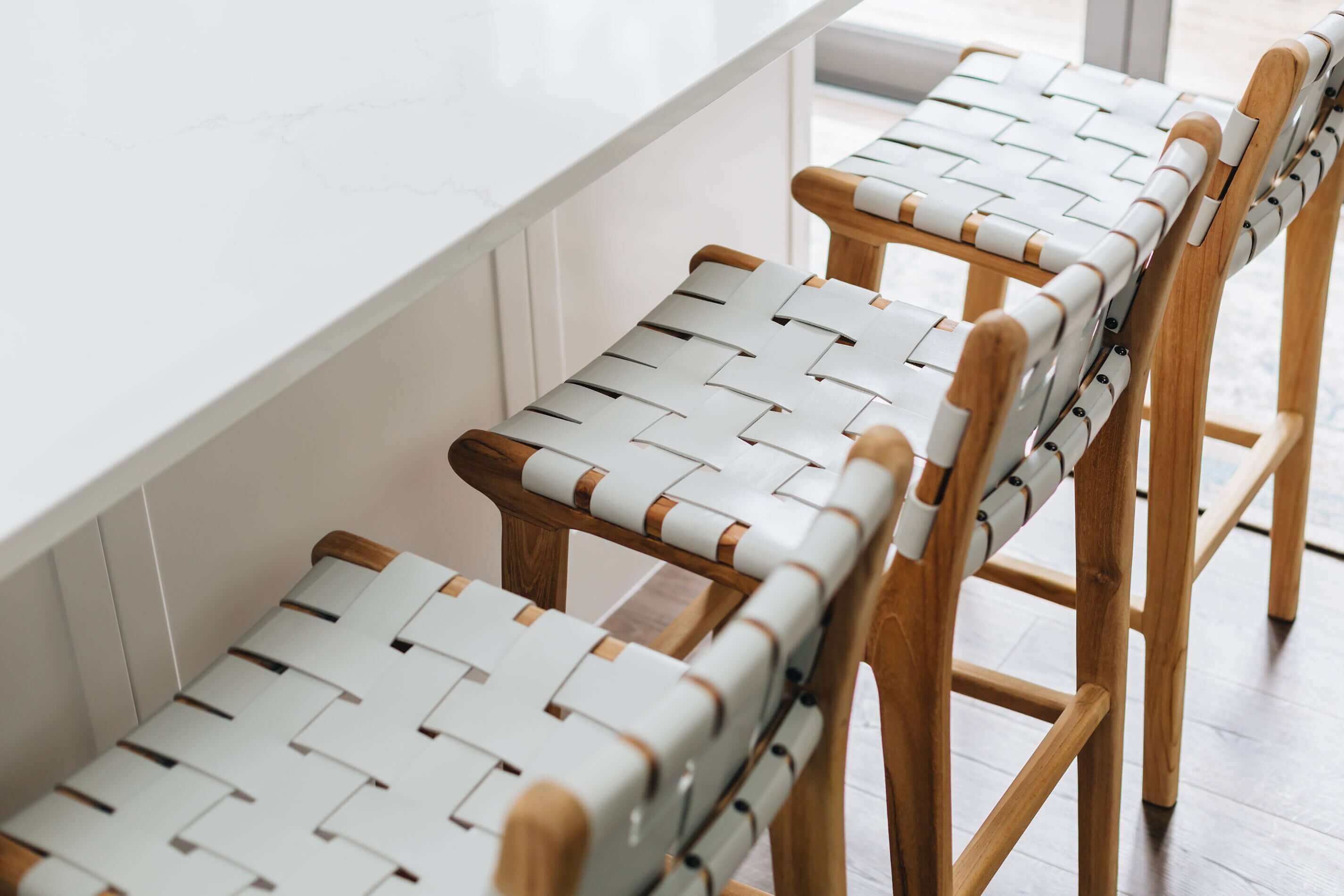Indo High-back Bar Stool - Duck Egg Grey