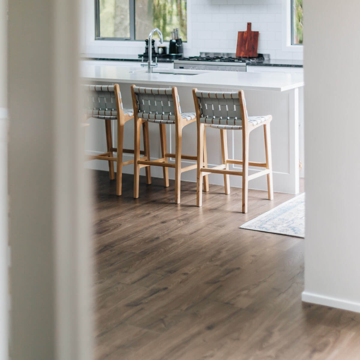 Indo High-back Bar Stool - Duck Egg Grey