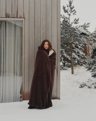 Faux Fur Throw Blanket - Chocolate