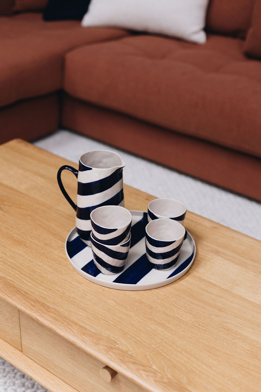 Cabana Stripe Jug Blue