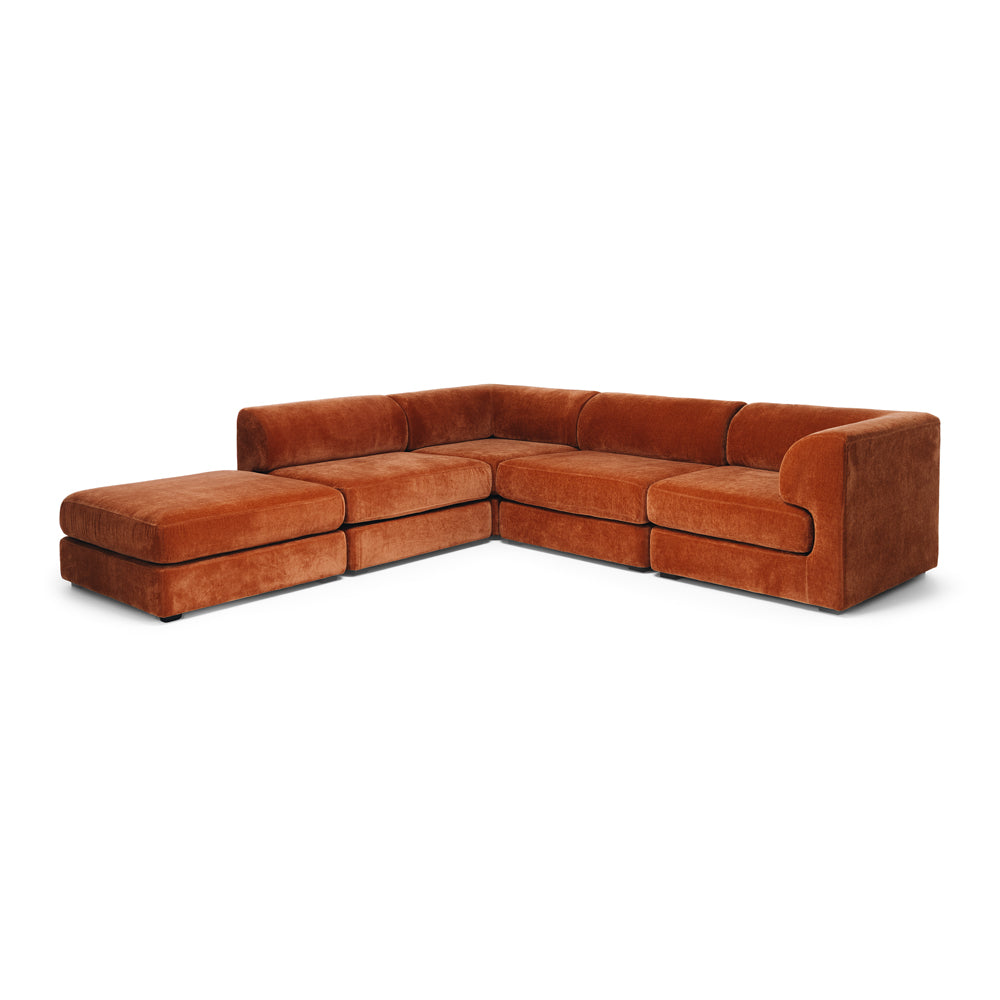 Harmony 4 Seater Modular Corner Chaise LHF - Rust