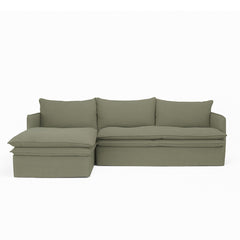Hamilton 3 Seater Chaise Slipcover Sofa - Khaki (LHF)