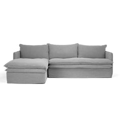 Hamilton 3 Seater Chaise Slipcover Sofa - Cement (LHF)