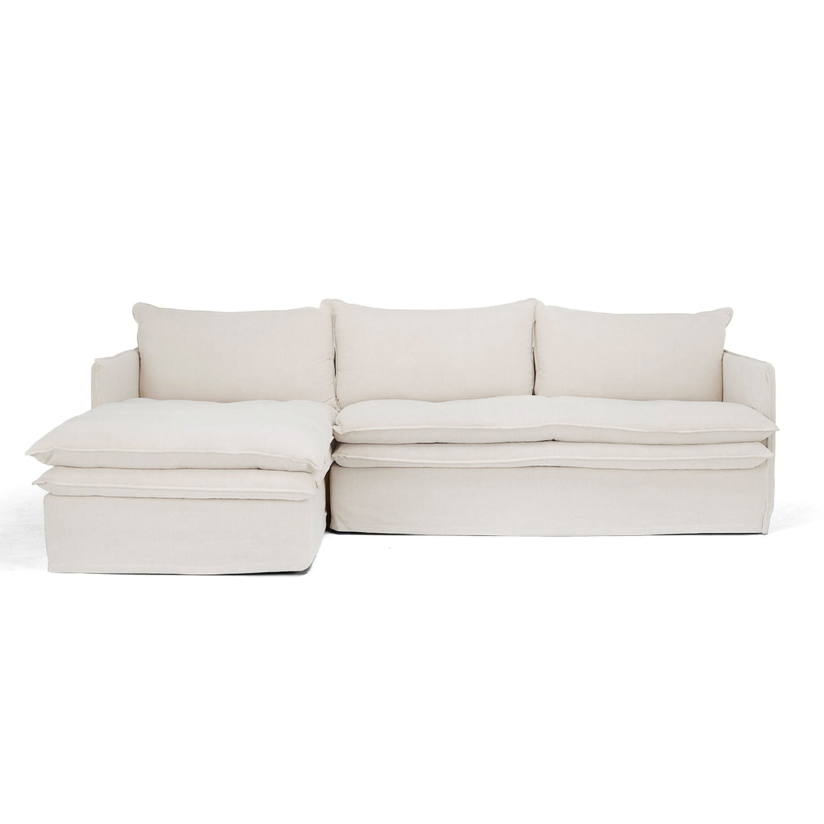 Hamilton 3 Seater Chaise Slipcover Sofa - Oatmeal (LHF)