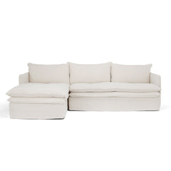 Hamilton 3 Seater Chaise Slipcover Sofa - Oatmeal (LHF)