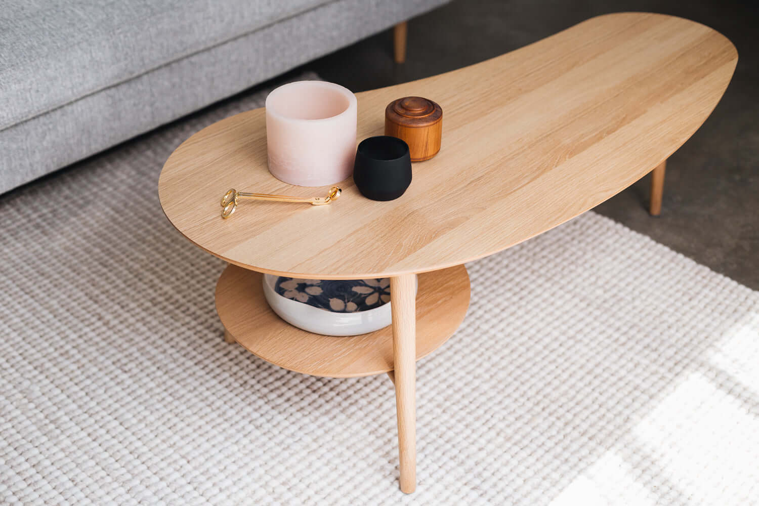 Oslo Coffee Table Shaped with Shelf