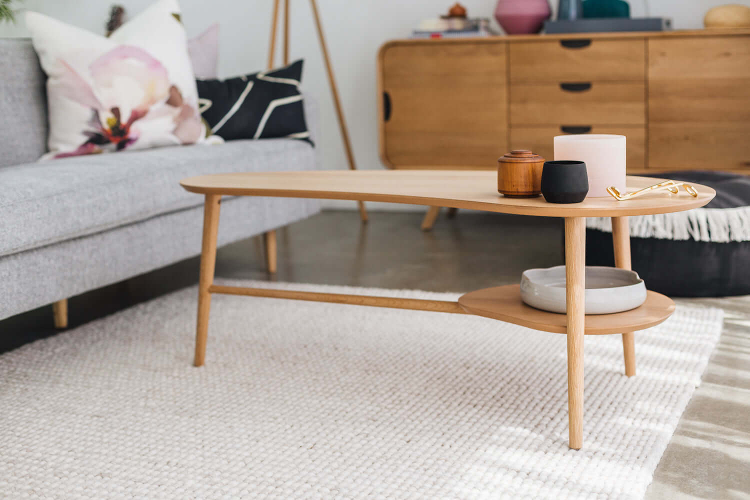 Oslo Coffee Table Shaped with Shelf