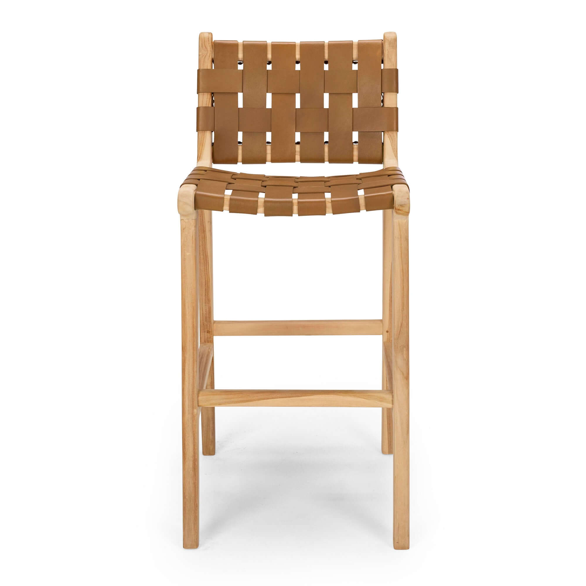 Indo High-back Bar Stool - Saddle Brown