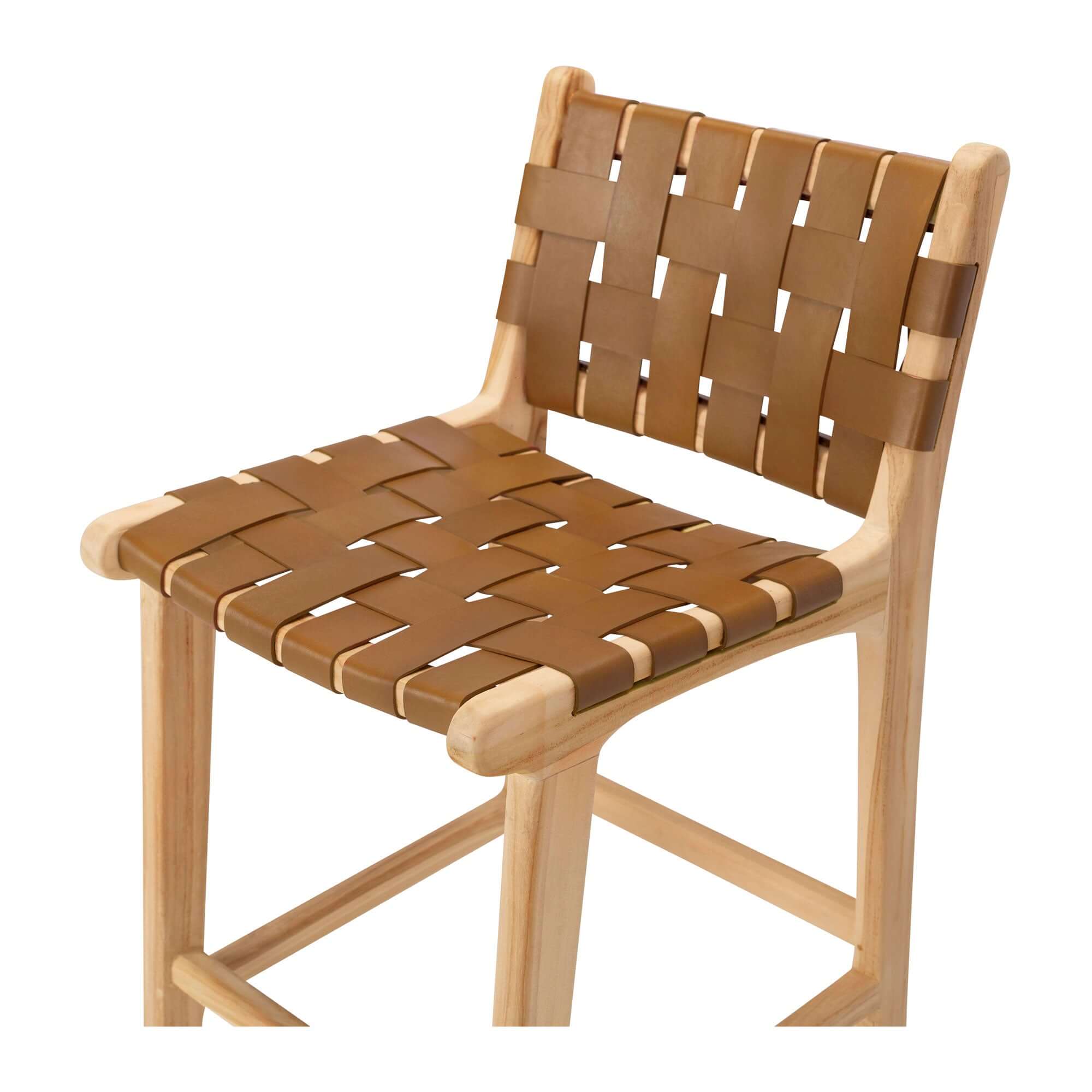 Indo High-back Bar Stool - Saddle Brown