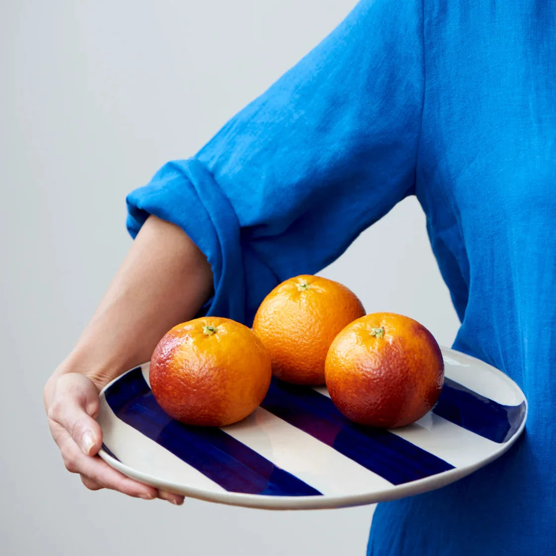 Cabana Stripe Platter Blue