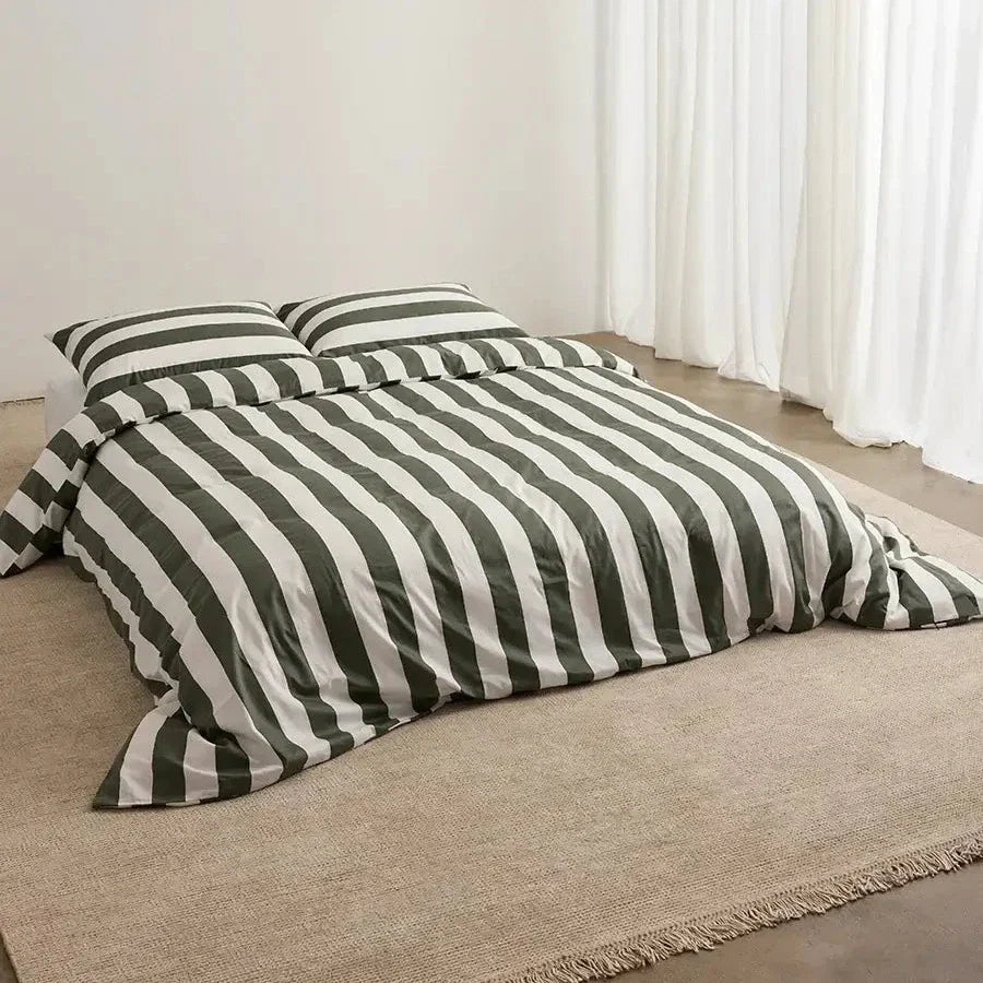 Organic Cotton Duvet - Matcha Stripes