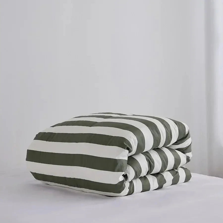 Organic Cotton Duvet - Matcha Stripes