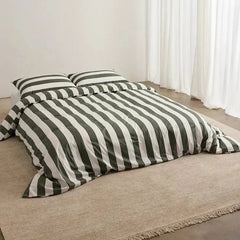 Organic Cotton Pillowcase Pair - Matcha Stripes