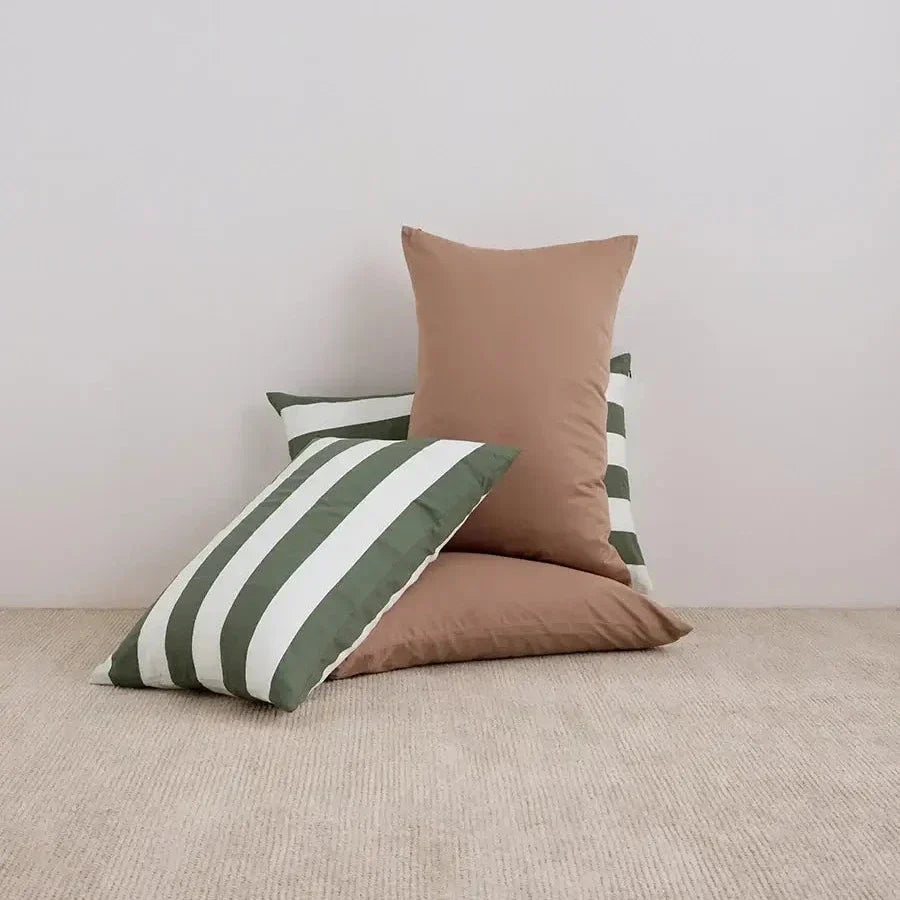 Organic Cotton Pillowcase Pair - Matcha Stripes