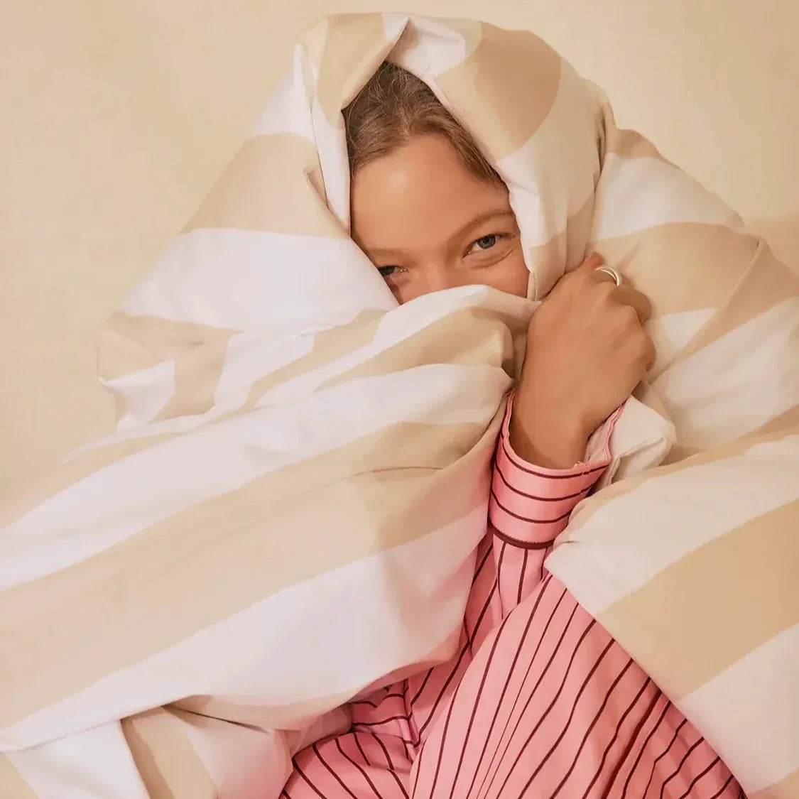 Organic Cotton Duvet- Biscotti Stripes