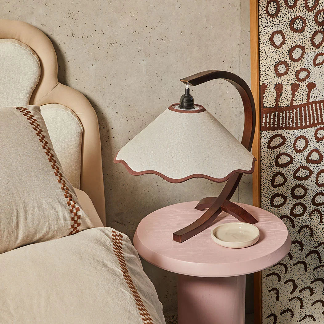 Kira Table Lamp - Walnut & Cream
