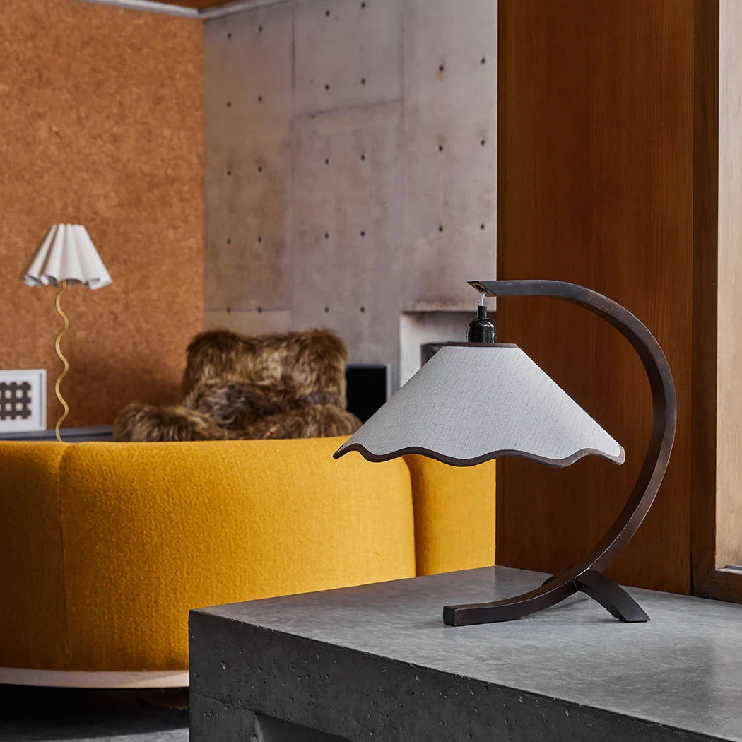 Kira Table Lamp - Walnut & Cream