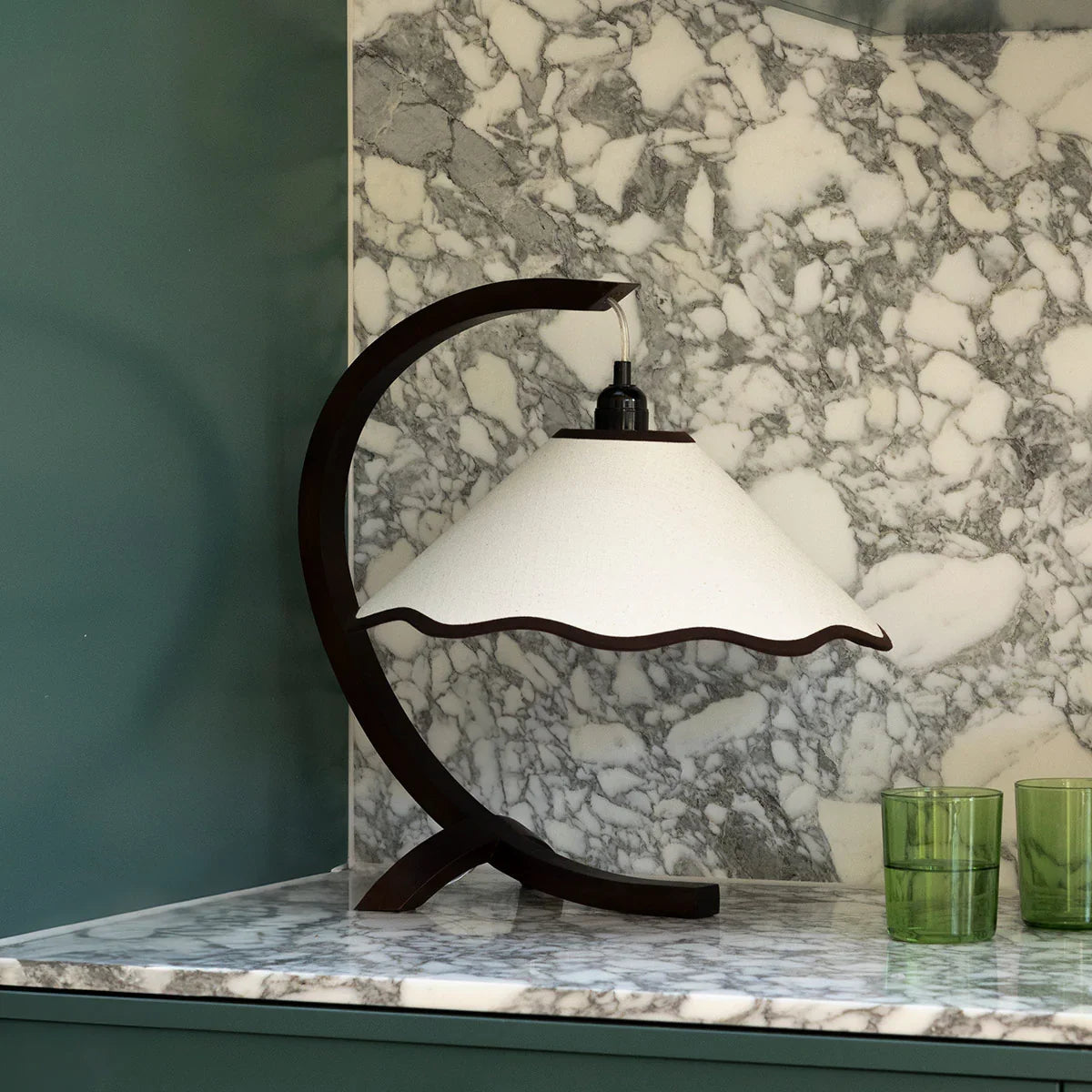 Kira Table Lamp - Walnut & Cream