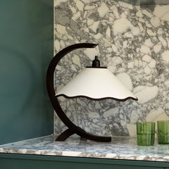 Kira Table Lamp - Walnut & Cream