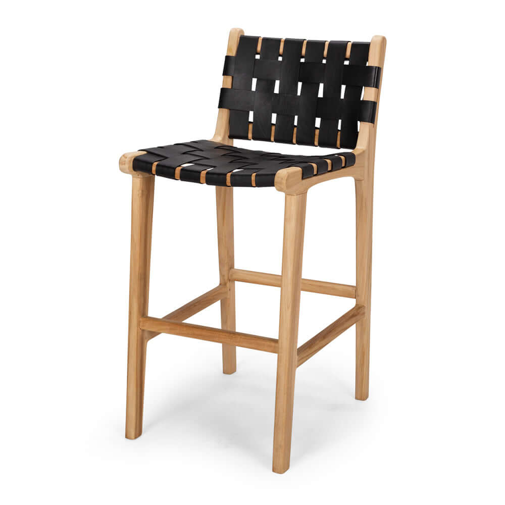 Indo High-back Bar Stool - Black