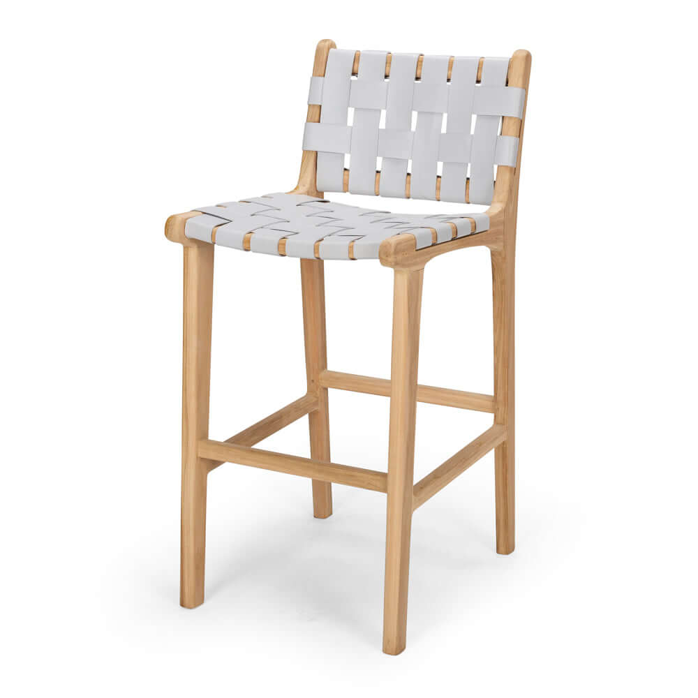 Indo High-back Bar Stool - Duck Egg Grey