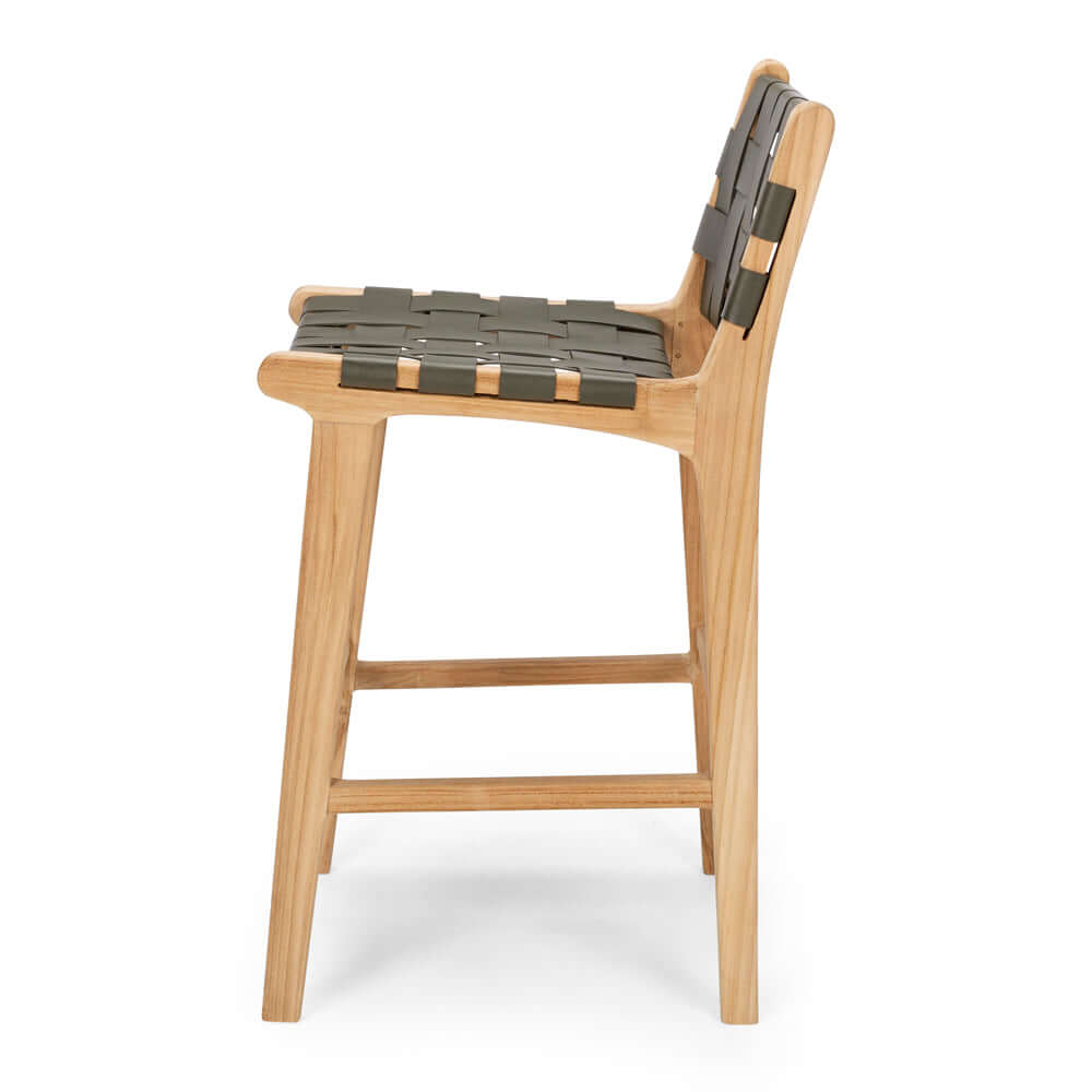 Indo High-back Bar Stool - Olive Green
