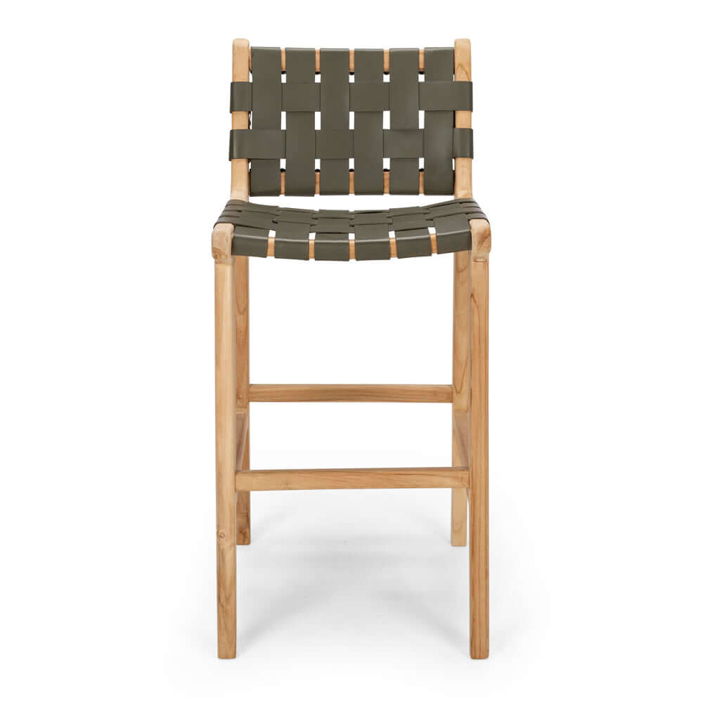 Indo High-back Bar Stool - Olive Green