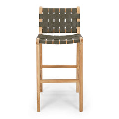 Indo High-back Bar Stool - Olive Green