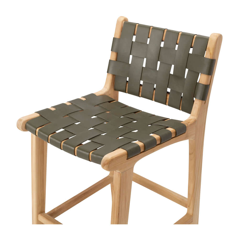 Indo High-back Bar Stool - Olive Green