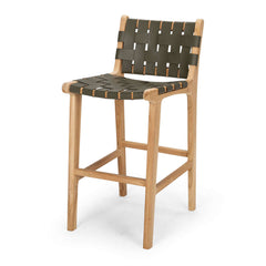 Indo High-back Bar Stool - Olive Green